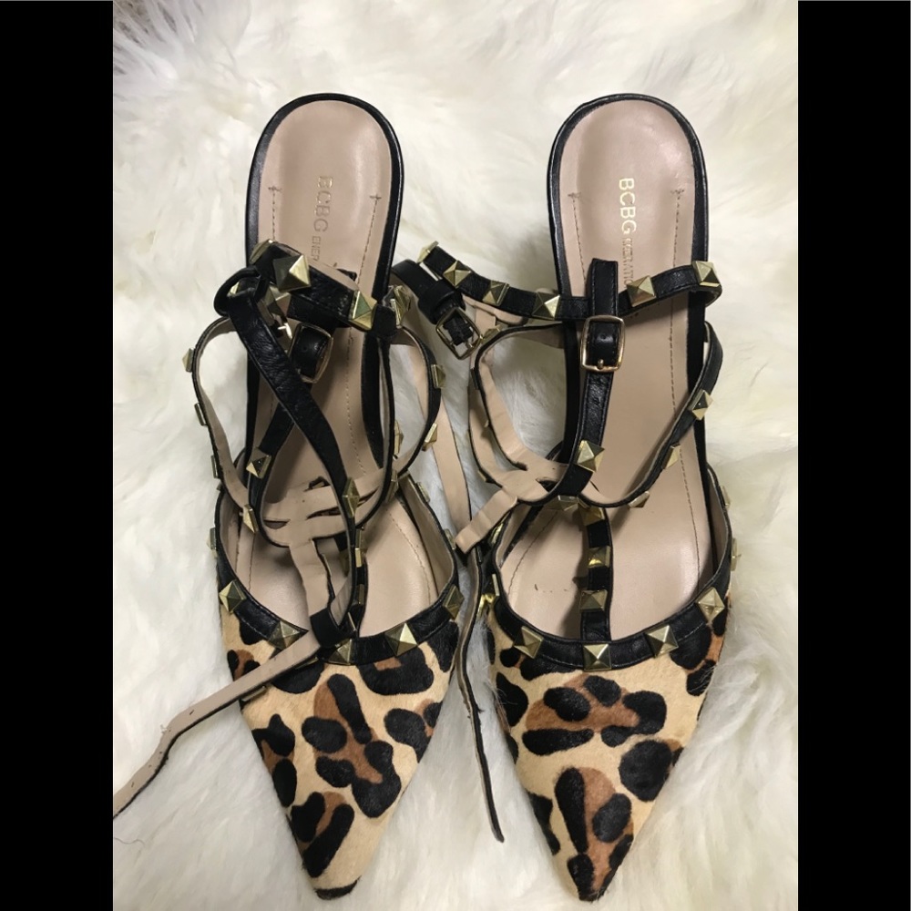 BCBGeneration Leopard Gold Studded Heels!!